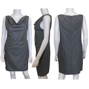 Sleeveless Gray Cowl Neck Sheath Dress